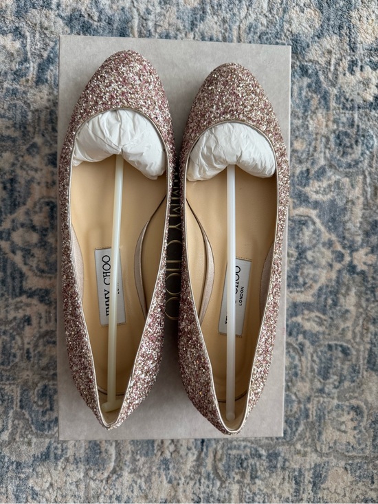 Jimmy Choo Shoes - Jimmy Choo Rose Gold Glitter Ballet Flats